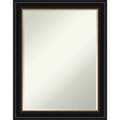 Amanti Art Manhattan Black Petite Bevel Bathroom Wall Mirror 28 x 22 in.