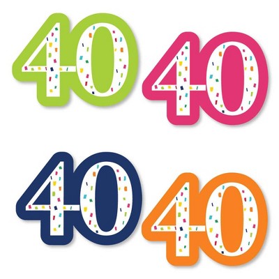 Big Dot of Happiness 40th Birthday - Cheerful Happy Birthday - DIY Shaped Colorful Fortieth Birthday Party Cut-Outs - 24 Count