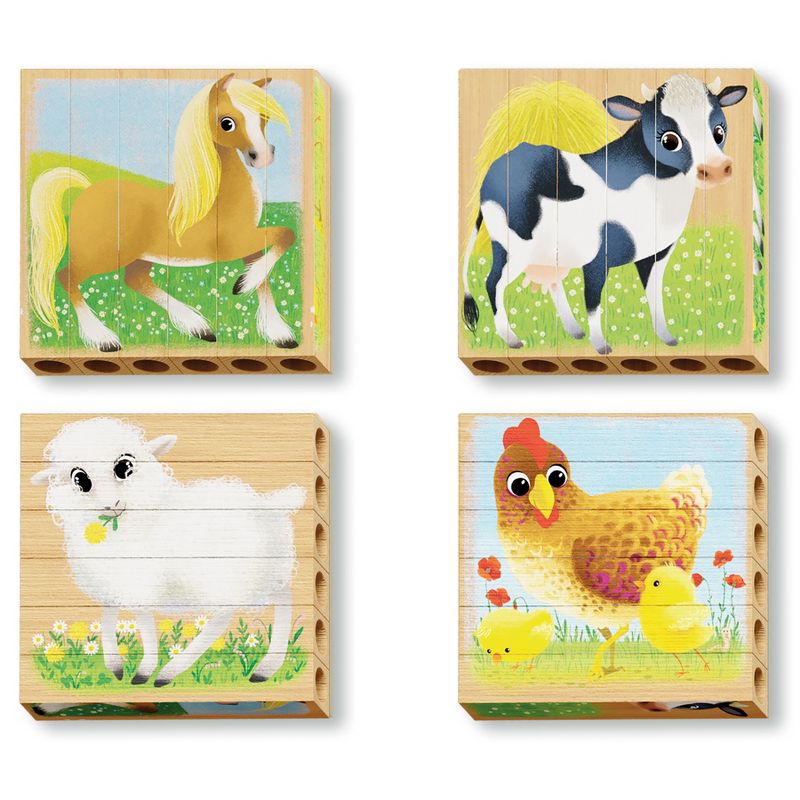 Quercetti Mix-N-Match Wood Puzzle, Baby Farm Animals, 2 of 8