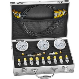 VEVOR Hydraulic Pressure Test Kit, 250/400/600bar, 3 Gauges 11 Test Couplings 3 Test Hoses, Excavator Hydraulic Test Gauge Set, Silver - 1 of 4