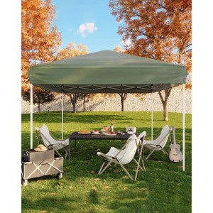 10x10 Pop Up Canopy Tent, Outdoor Tent with 3 Adjustable Height, Easy Set Up Canopy with 4 Sandbags & Carrying Bag for Camping - 1 of 4
