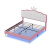TIRAMISUBEST Twin/Full Size Upholstered Princess Bed with Crown Headboard, Kids Platform Bed Frame with LED Light - 4 of 4