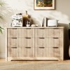 Fluted 6 Drawer Dresser, Wooden Dresser with Wood Top, Sturdy Clothes Storage Cabinet for Bedroom, Living Room, Hallway, Wood Color - 2 of 4