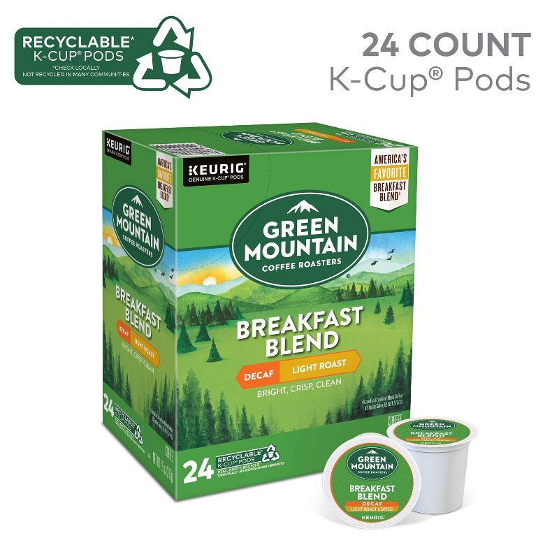 24ct Green Mountain Coffee Breakfast Blend Decaf Keurig K-Cup Coffee Pods Decaffeinated Light Roast, 3 of 14