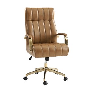 Siivio Modern Leather Swivel Tilting Office Chair with Channel Tufted|HULALA HOME - 1 of 4