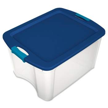 Sterilite 18 Gal Latch & Carry Clear with Blue Lid and Blue Latches