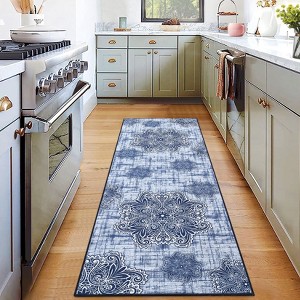 Vintage Machine Washable Area Rug Non Slip Soft Low Pile Rug Distressed Printed Rug Stain Resistant Non Shedding Ultra Thin Carpet - 1 of 4