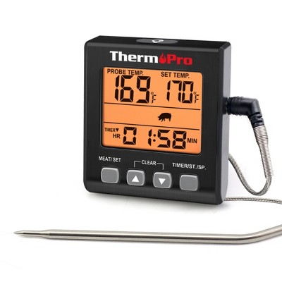 ThermoPro TP16S Digital Oven Thermometer Kitchen Meat Thermometeer With  Timer Backlight BBQ Thermometer