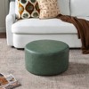 KINWELL Faux Leather Round Upholstered Footstool PU Ottoman, 24"x13" - 3 of 4