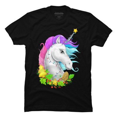 Men's Design By Humans Christmas unicorn By NikKor T-Shirt