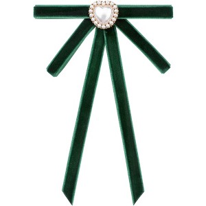INSPIRE CHIC Women's Pre-tied Velvet Ribbon Heart Beads Bow Tie - 1 of 4