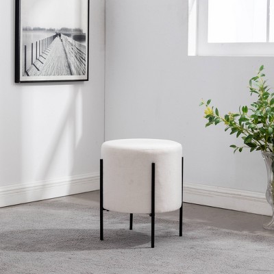 16" Modern Round Ottoman with Metal Base - WOVENBYRD