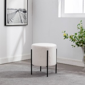 16" Modern Round Ottoman with Metal Base - WOVENBYRD - 1 of 4