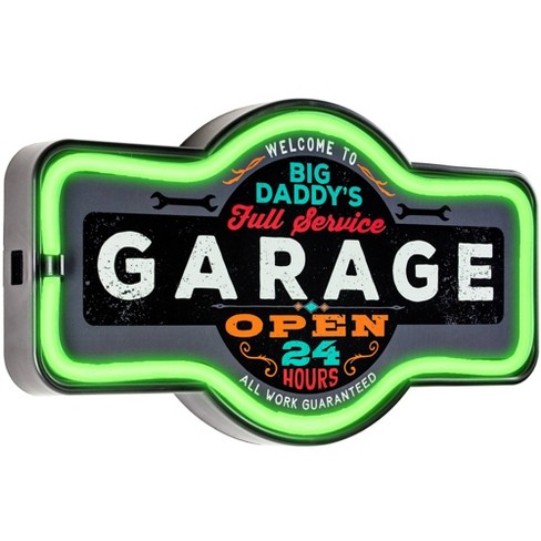 Big Daddy's Garage Led Neon Light Sign Wall Decor Green/gray - Art Decor : Target