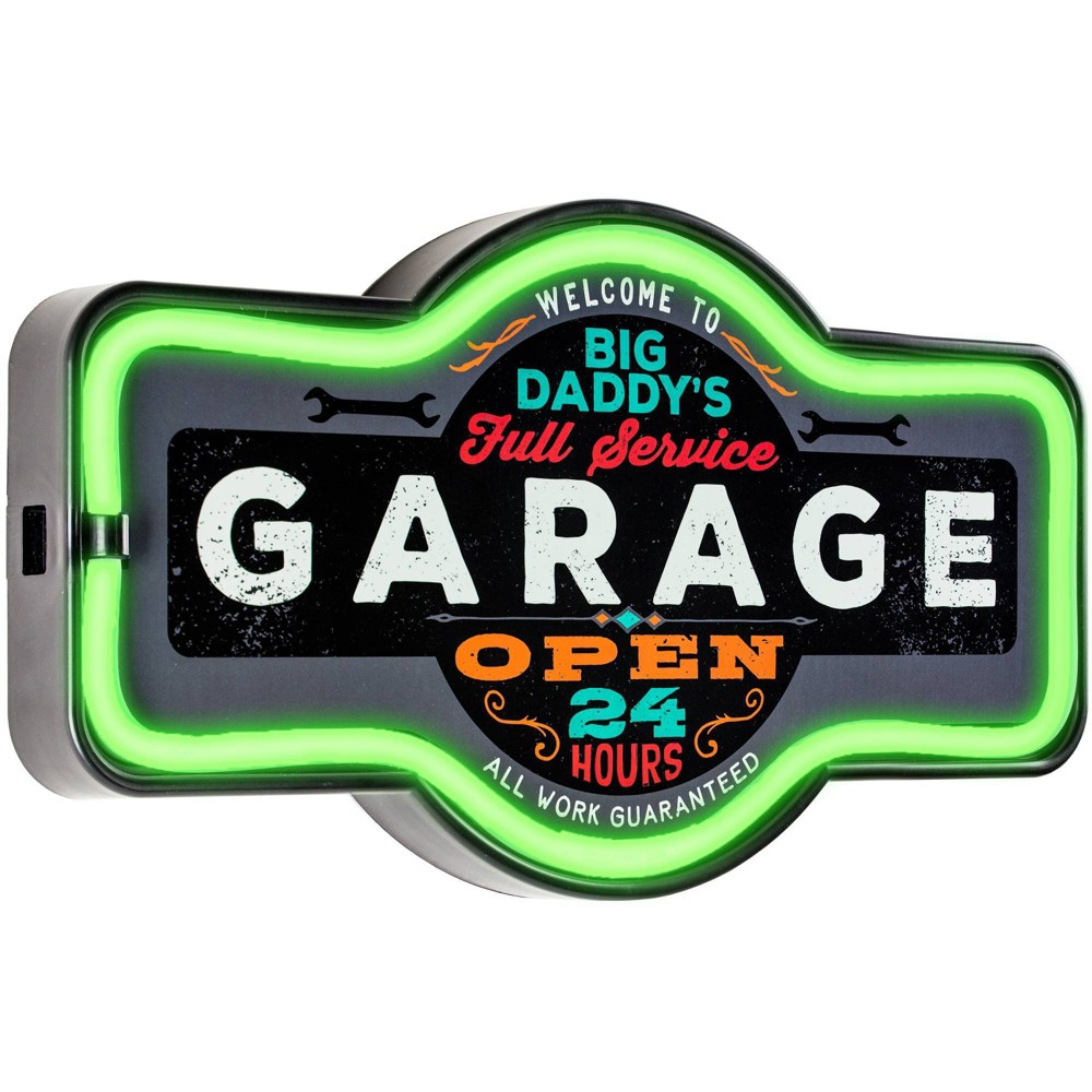 Photos - Garden & Outdoor Decoration Big Daddy's Garage LED Neon Light Sign Wall Decor Green/Gray - American Ar