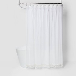 Macramé Fringe Shower Curtain Cream, Target Tassel Shower Curtain
