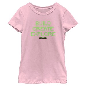 Girl's Minecraft Pixelated Build Create T-Shirt - 1 of 4