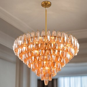 CityFurn 20-Light Modern Tiered Chandelier with Smoked Glass - 1 of 4