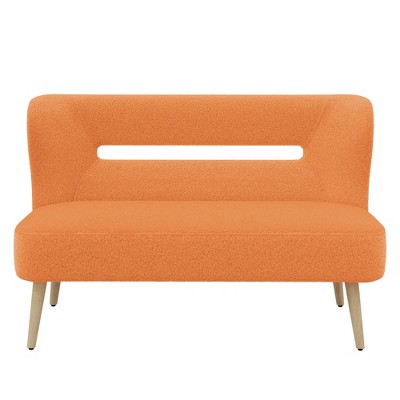 Beautyolove 46.5 in. W Orange Velvet Upholstered Open Back 2-Seater Loveseat Sofa with Solid Wood Legs