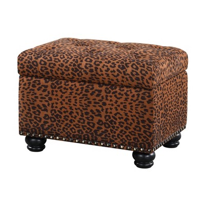 Designs4Comfort 5th Avenue Storage Ottoman Forest Leopard Print - Breighton Home