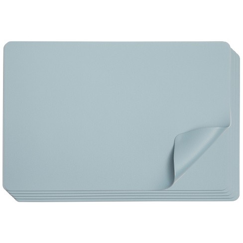 decorUhome Placemats Set of 6, Heat Resistant PU Faux Leather Table Mats,  11.8 x 17, Blue 