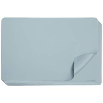 Juvale Set of 6 Blue Faux Leather Placemats for Dining Table Decor and Accessories, 17.75 x 11.75 in
