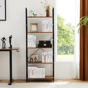 5-Shelf Bookshelf,Standing Shelving Perfect Match Metal Frame With Thick Board Unit For Living Room/Bedroom /Home /Office-Cuddlewood - 1 of 4