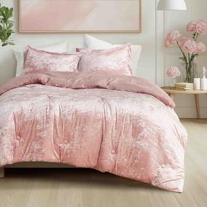 BAGOKIE 2/3 Pieces Velvet Bed in a Bag Comforter Set - 1 of 4