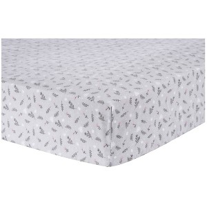 Trend Lab 100% Cotton Flannel Fitted Sheet - Gray Prairie Floral - 1 of 3