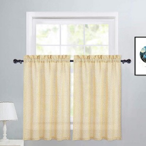 Faux Linen Textured Vintage Design Farmhouse Solid Curtains - 1 of 4