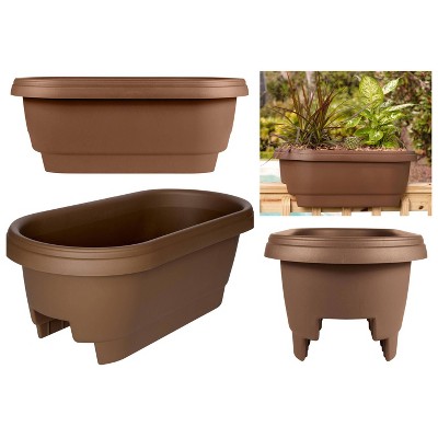 Bloem 24" Chocolate Resin Rectangular Deck Rail Planter
