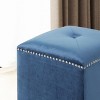 Sapphtopaz Square Cube Ottoman Small Vanity Stool with Tufted Upholstered Foot Stools Modern Ottoman for Living Room, Hallway, Bedroom - 2 of 4