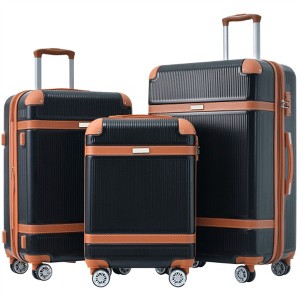 BEAFUP Set of 3  Hardshell Luggage Sets double spinner 8 wheels Suitcase with TSA Lock Lightweight 20''24''28'' - 1 of 4