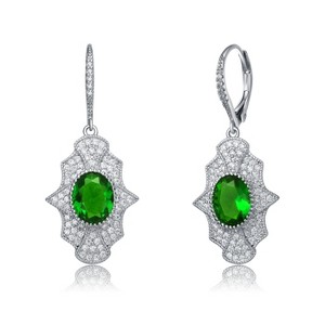 Guili Sterling Silver Rhodium Plated Leverback Earrings with Oval CZ, crafted for a luxurious and timeless statement with effortless elegance - 1 of 3