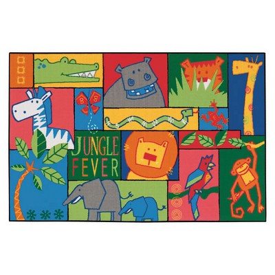 3'6"x4' Rectangle Woven Jungle Animals Area Rug Multicolored - Carpets For Kids