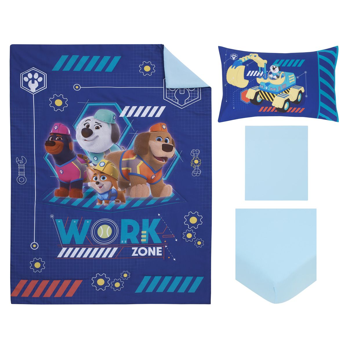 NoJo Disney Junior Pupstruction Work Zone 4 Piece Toddler Bed Set - Comforter, Fitted Bottom Sheet, Flat Top Sheet, and Reversible Pillowcase - thumbnail 8