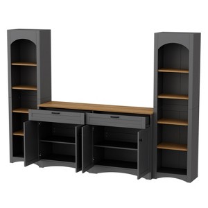 Vynxaria Rustic Farmhouse Entertainment Center with Adjustable Shelves and Versatile Design - 1 of 4