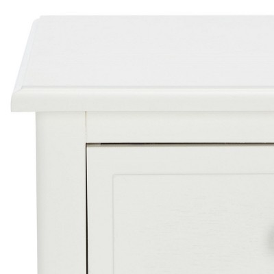 Everly Rectangular White Wood and Metal Side Table with 3 Drawers