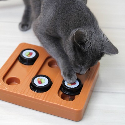 Quirky Kitty Brown Bento Box Puzzle Cat Toy