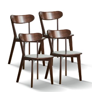 Lyngins 4-Pack Solid Oak Wood Dining Chairs with Curved Backrest, Easy Clean Lacquer, Simple Wooden Living Room Chair, Easy Assembly for Dining Room - 1 of 4
