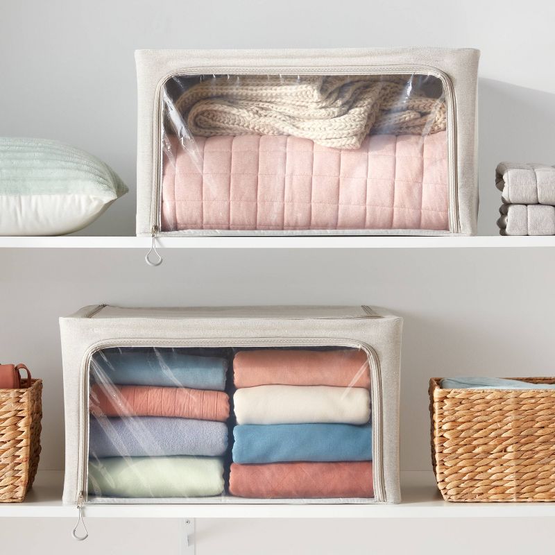 Set of 2 Zipper Fabric Storage Cubes Gray - Brightroom™, 2 of 4
