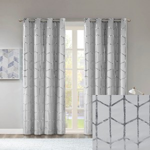 TOBILE Total Blackout Metallic Print Grommet Top Curtain Panel(Only 1 Pc Panel) - 1 of 4