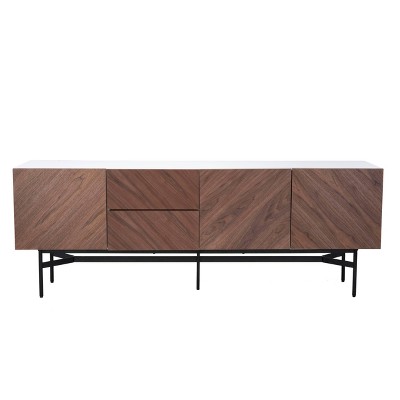 Skip Wood TV Stand for TVs up to 70" Walnut/White/Black - Safavieh