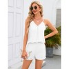Womens Cami Pajama Set 2 Piece with Lace Trim Sleeveless V Neck Tank Top and Shorts Sleepwear - 4 of 4
