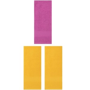 REGALWOVEN 3 Pack Solid Stripe Absorbent Soft Decorative Hand Towels for Bathroom 13" x 30" - 1 of 4