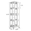 SEVOBAL Utility Storage Shelves 4-Tier Rotating Bookshelf with Wheels, Large Size Sturdy Spacious Book Rack Bookshelf, White, 16.54"*16.54"*54.72" - 3 of 4