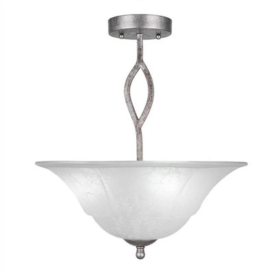Toltec Lighting Revo 3 - Light Flush Mount in  Aged Silver with 16" White Marble Shade