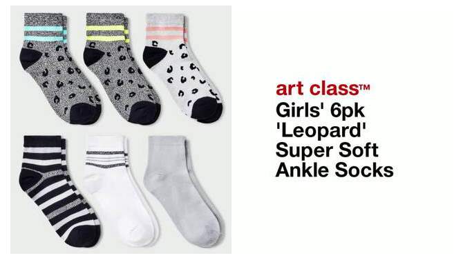 Girls&#39; 6pk &#39;Leopard&#39; Super Soft Ankle Socks - art class&#8482;, 2 of 5, play video