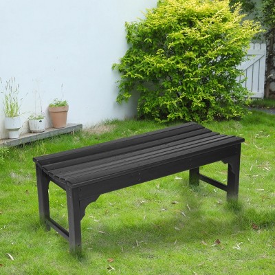 Backless HDPE Adirondack Bench With Wood Texture,Patio Armless Chairs With UV Protection,Outdoor Armless Chairs For Patio,Backyard-Cuddlewood