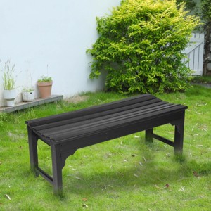 Backless HDPE Adirondack Bench With Wood Texture,Patio Armless Chairs With UV Protection,Outdoor Armless Chairs For Patio,Backyard-Cuddlewood - 1 of 4